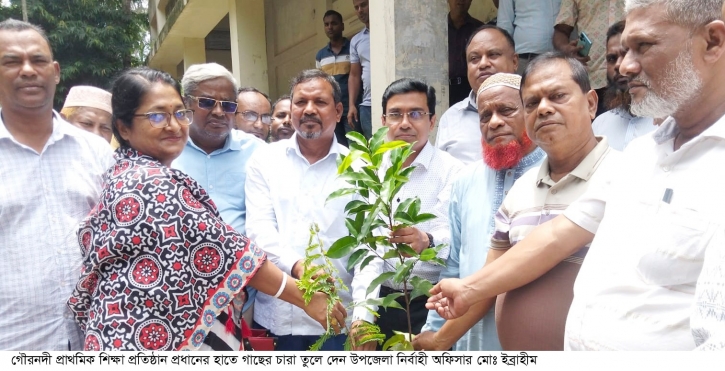 গৌরনদীতে শিক্ষা প্রতিষ্ঠানে দুই হাজার গাছের   চারা বিতরন