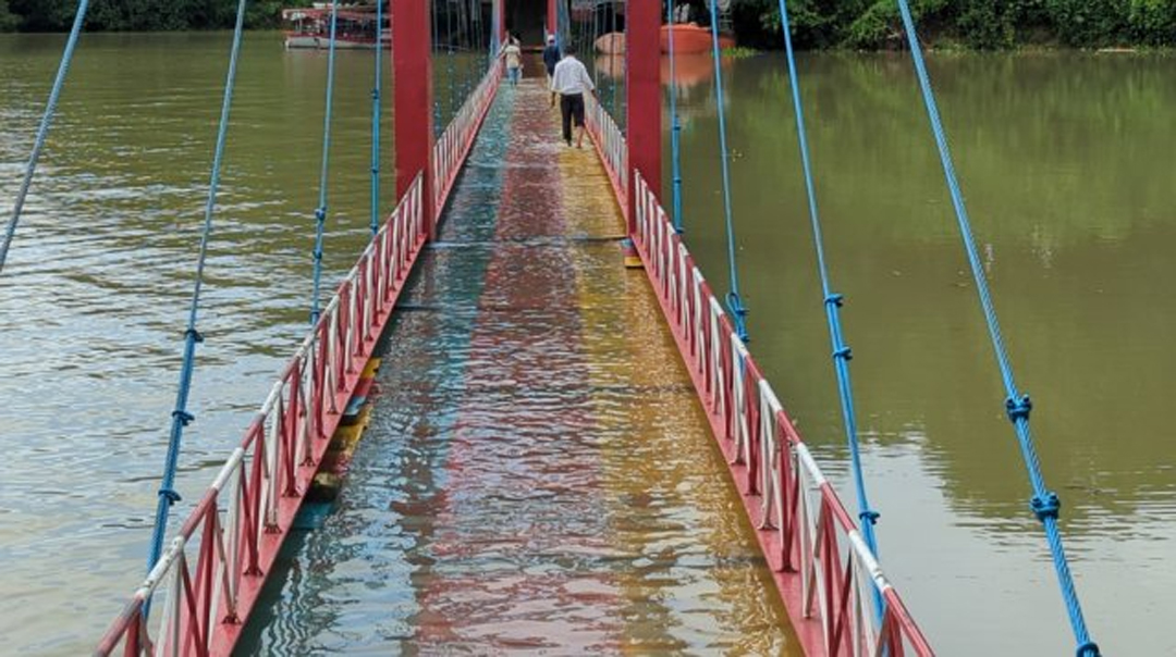 Iconic Rangamati hanging bridge goes under water