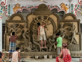 890 Puja Mandaps in Nilphamari Ready for Durga Puja as Final Finishing Touches of Paint Begin