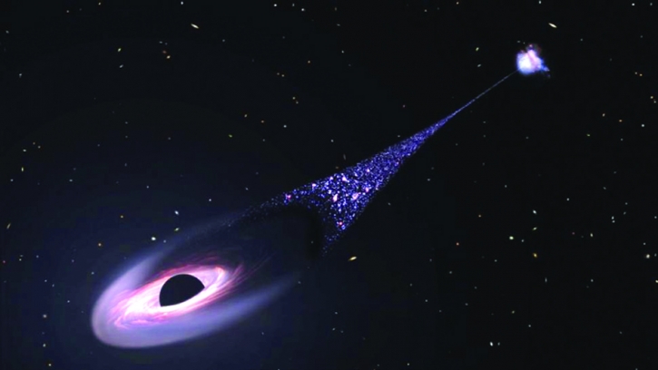 Runaway supermassive black hole hurtling through space
