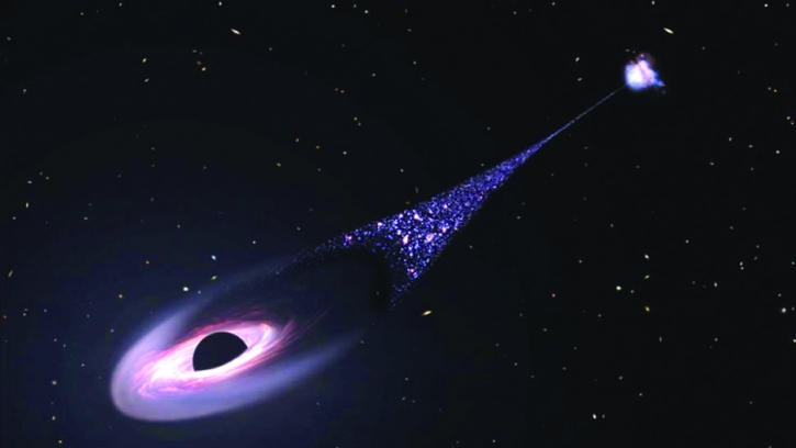 Runaway supermassive black hole hurtling through space Runaway supermassive black hole hurtling through space