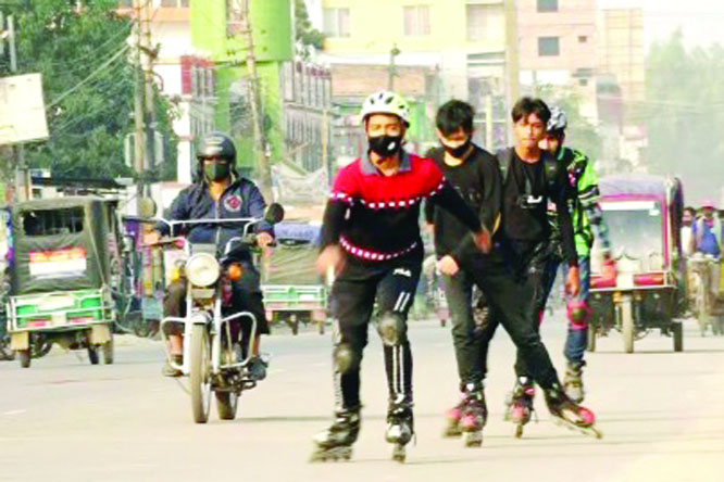 Roller skating becoming popular in Kushtia